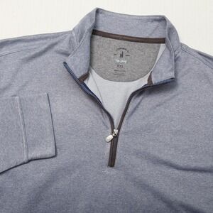 Johnnie-O Top Shelf Pullover Mens 2XL Blue Herringbone 1/4 Zip Golf Shirt
